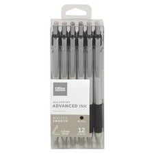 Office Depot Advanced Ink Retractable Ballpoint 1 Count Pack of 12 , Black