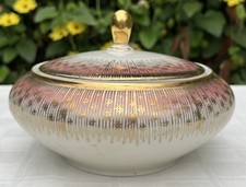 Piatto porcellana vintage Oscar Schaller MCM rosa e oro Starburst Baviera Germania