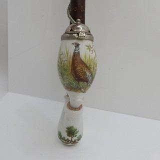 Schöne Fasan Motiv Porzellanpfeife 13 / 29 cm F7