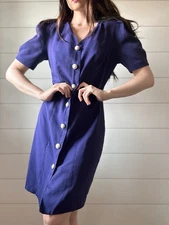 Young Edwardian 1980s Royal Purple Formfitting Mini Dress READ Vintage