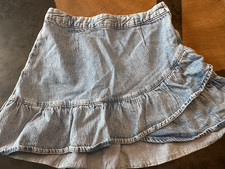 VTG AEROPOSTALE SKIRT WOMENS SZ 6 RUFFLE DENIM MINI Y2K FESTIVAL COWGIRL