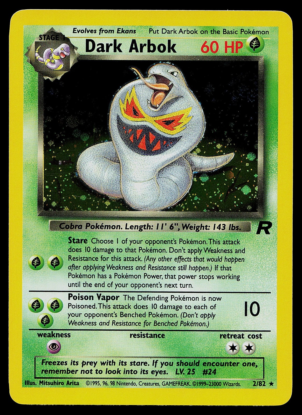 Pokemon Card - Dark Arbok Team Rocket 2/82 Holo Rare