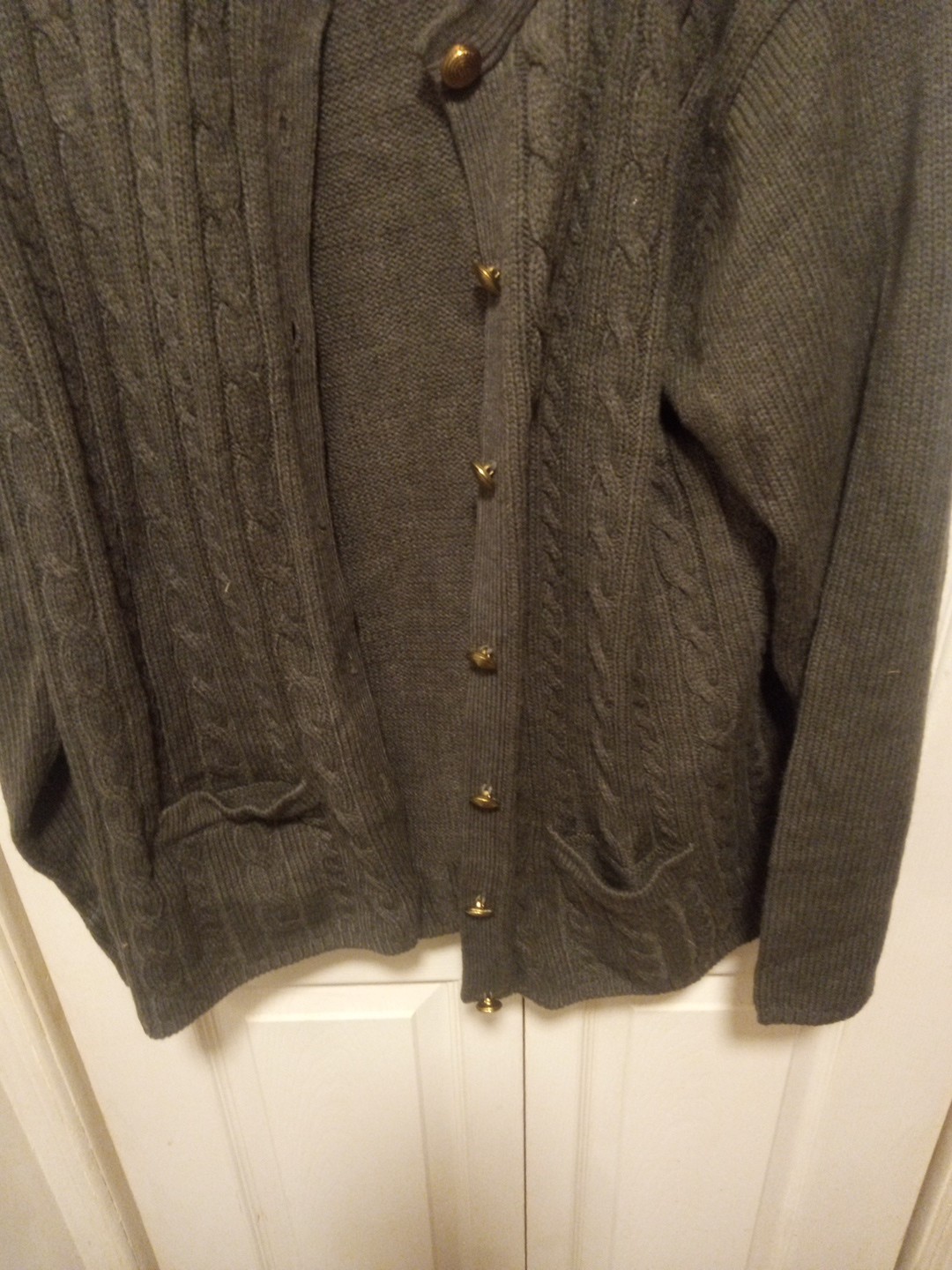 Woman's Classics Elements Gray Sweater Button Dow… - image 2