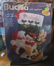 1998 Bucilla 83953 Felt Applique 18" Christmas Stocking Caroling Trio