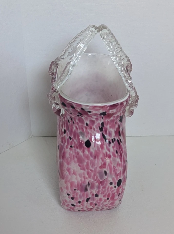 JARRÓN BOLSA REGALO CRISTAL ROSA NEGRO BLANCO ESTILO MURANO Foto 2 de 4