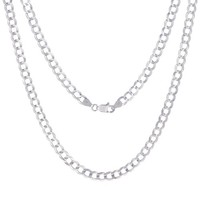 10K Weiss Gold 5Mm Massive Kubanische Panzerkette Glieder Halskette Herren Damen