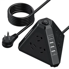 Tower Surge Protector Power Strip, 9 AC Outlets with 4 USB Ports (1 USB C) 3-...