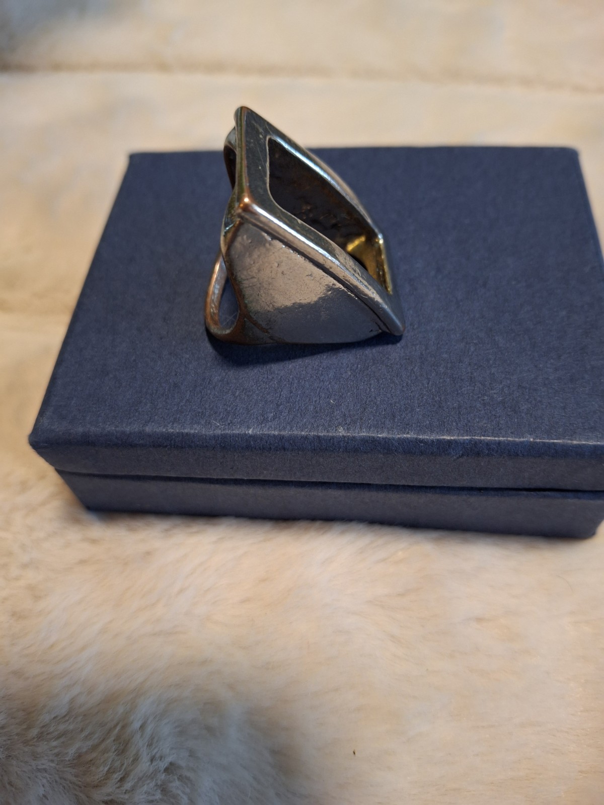 Large Rectangular Open Ring Solid Metal Statement… - image 5