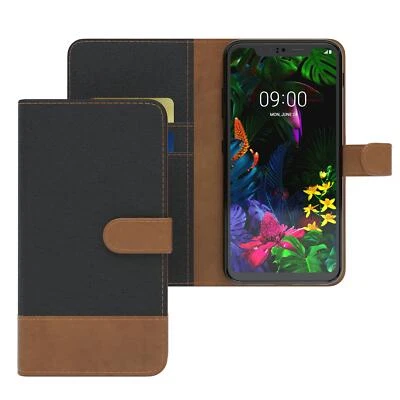 EAZY CASE Tasche für LG G8 ThinQ Schutzhülle Jeans Cover Handy Case Etui Hülle Schwarz