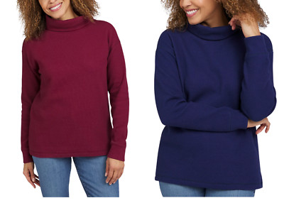 Lands' End Ladies' Waffle Funnel Neck Top