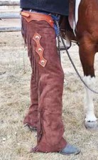 Men Western Cowboy Suede Leather Pant Fully Leg Fringes Riding Native Rodeo Chap