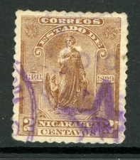 Nicaragua 1899 Seebeck 2¢ Justice VFU B715 ⭐⭐⭐⭐⭐⭐