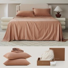 Double Stitch Cotton Tencel Bed Sheets Set Ca...