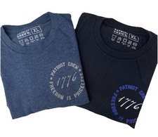 Two Men  s Patriot Crew T-Shirts Black  Blue Short Sleeve XL Logo Front  Back