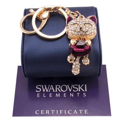 Swarovski Elements Original Gold Keychain G4Love Cat Crystals