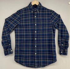 Chaps Button Up Oxford Shirt SMALL-Long Sleeve Plaid Blue Red White Casual Dress