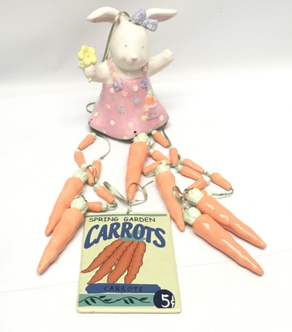 Blossoms and Blooms Easter Bunny w/Carrots Wind Chimes