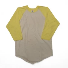 BUNDLE -VINTAGE Cal Cru NOS 80s Light Yellow Blank Baseball Tees Size L | 2-pk