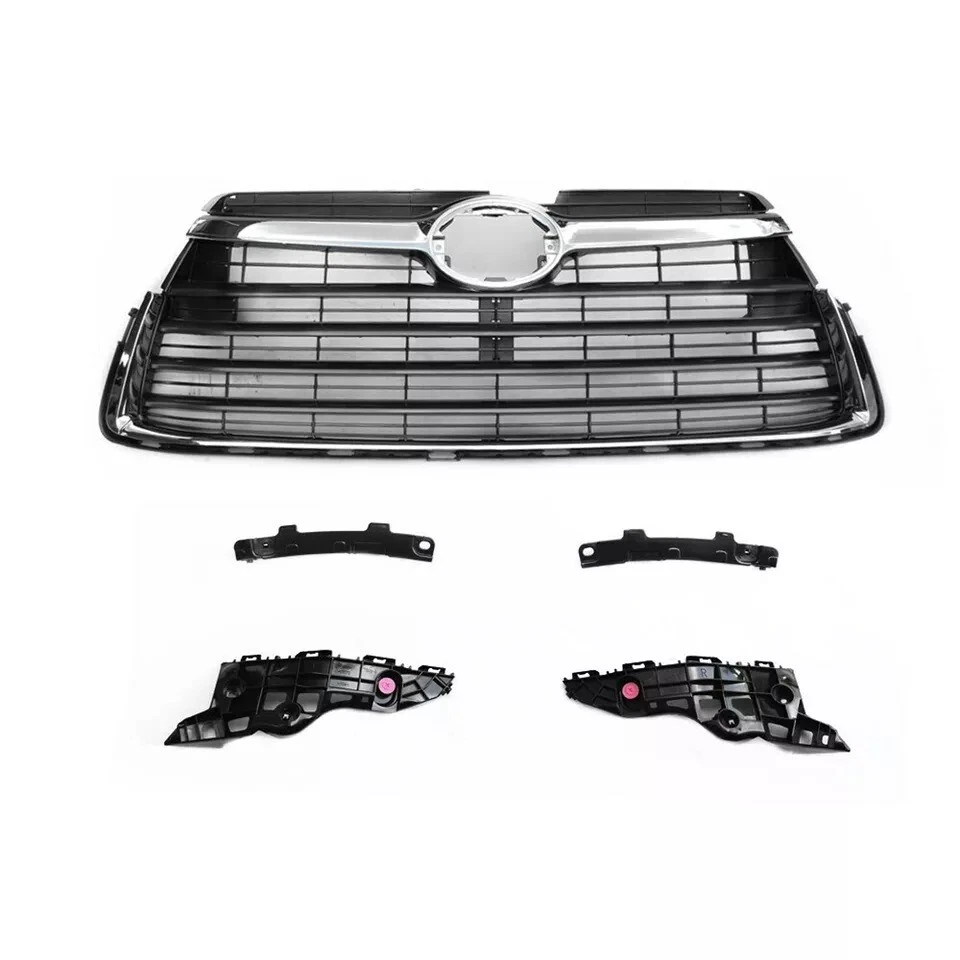 For 2014-2016 Toyota Highlander Front Upper Lower Chrome Grille Bumper Brackets Foto 3 de 4
