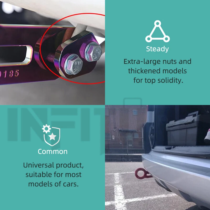 Red Universal Aluminum Racing Car Rear Tow Hook Trailer Hitches Ring For Honda - Imagem 4 de 4