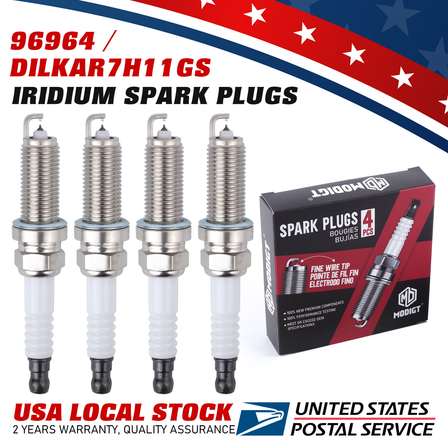 4 PCS Fit NGK 96964/12290-5A2-A01/ DILKAR7G11GS Iridium Spark Plugs for Accord