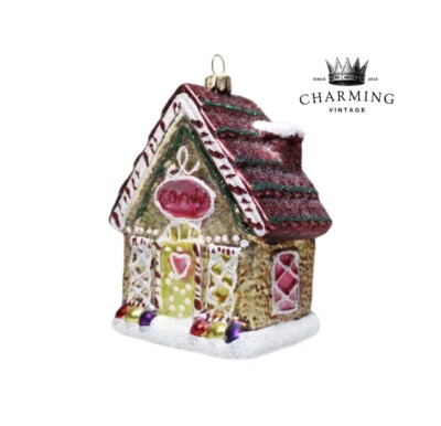 Vintage Summit Glass Gingerbread House Christmas Hanging Ornament