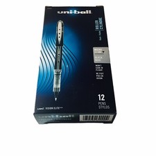 Black Ink Pen Box of 12 Uni-Ball Vision Roller Micro 0.5MM Artist Detail No Leak