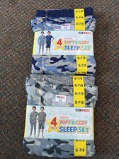 32 Degrees Youth 4-Piece Pajama Set Gray Camo 7/8  NAVY CAMO 7/8 NWT