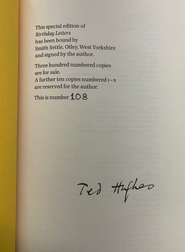 Ted HUGHES / Birthday Letters Limited Signed 1st Edition 1998 - Picture 2 of 2