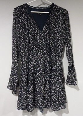 Lulus Long Sleeve Dress Womens Petite Size Small Bohemian Floral Ruffle  Boho - Main Image