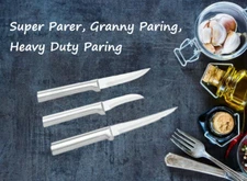 Rada 3 Pc Set Super Parer, Granny Knife and Heavy Duty Paring (Silver Handle)
