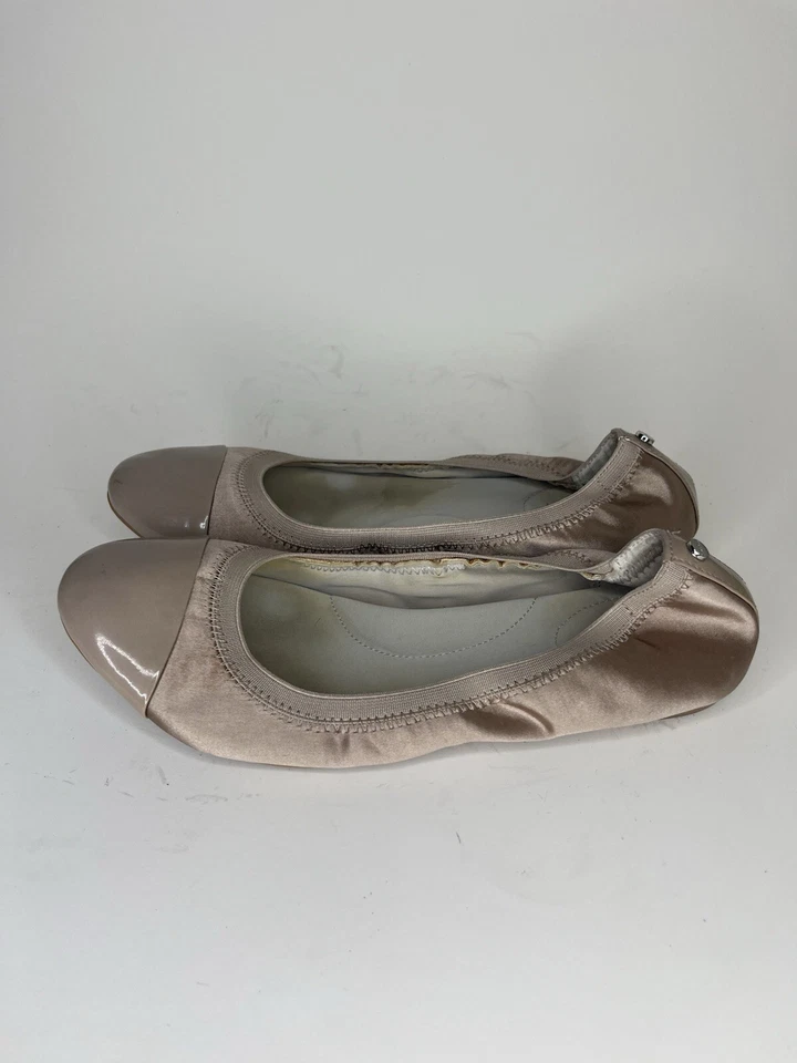 Zapatos planos de ballet calvin klein para mujer talla 8M marrón tostado textil puntera sin cordones Foto 3 de 4