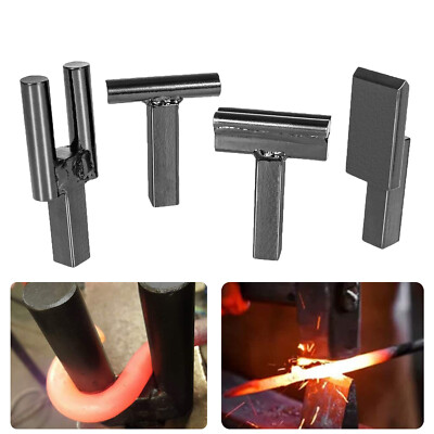 4PCS 1'' Blacksmith Anvil Hardy Tool Set Creasing Stake Tool, Hot Cut Tool Black