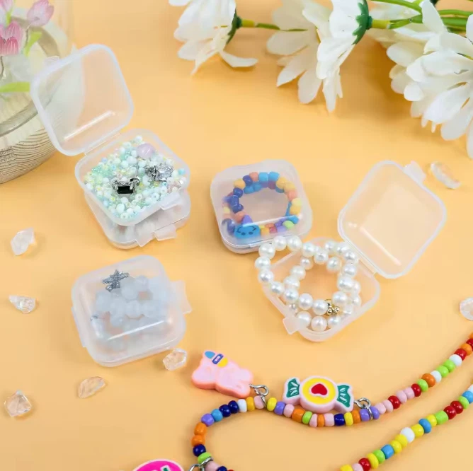 Mini Clear Plastic Jewellery Box Small 10-100pcs Earplugs Storage Case Container - Image 3 of 4