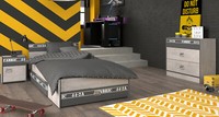 Kinderzimmer Jugendzimmer Komplett Set Bett Gamer Schreibtisch Led 4-Tlg. Fabric