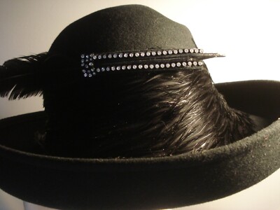 Vintage Mr. John Original Black Feather Wide Brim Hat  display picture 3