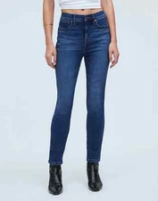Madewell Stovepipe High Rise Stretch Slim Straight Jeans Pendelton Wash 27