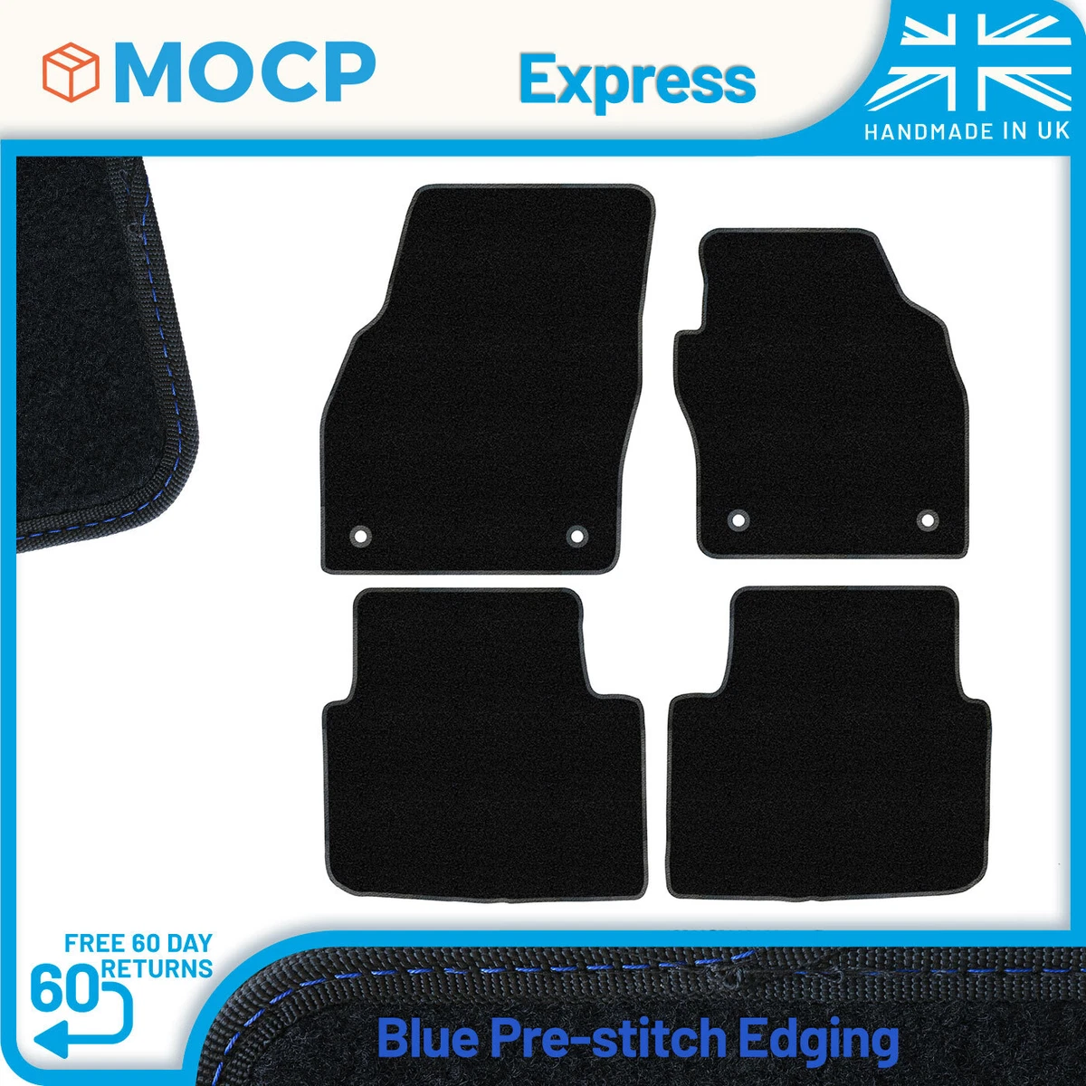 Express with Blue Pre Stitch Trim Car Mats to fit Skoda Scala 2019