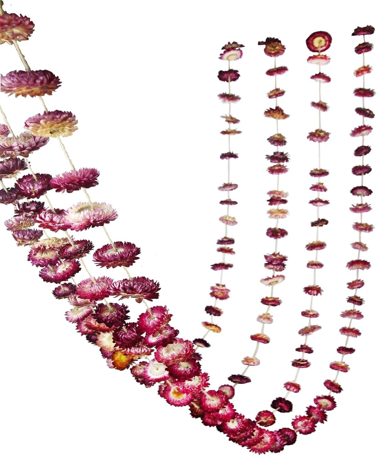 63-Piece 10.5ft Real Daisy & Sunflower Dried Flower Garland Natural Decor-image