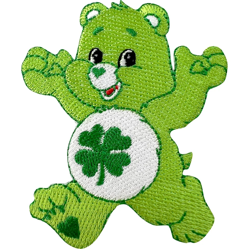 Care Bears Good Luck Bear Green Four Leaf Clover Iron Sew On Embroidered Patch