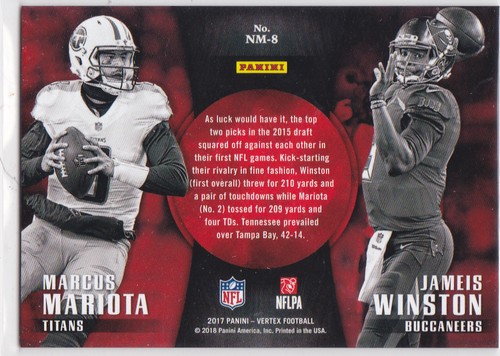 MARCUS MARIOTA & JAMES WINSTON Nemeses DUAL Vertex Football RARE INSERT CARD! - Picture 2 of 2
