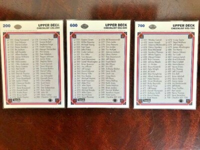 NFL - Three 1991 Upper Deck Checklists | eBay