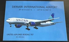 UNITED AIRLINES BOEING 787 ARRIVAL POSTCARD - DENVER AIRPORT