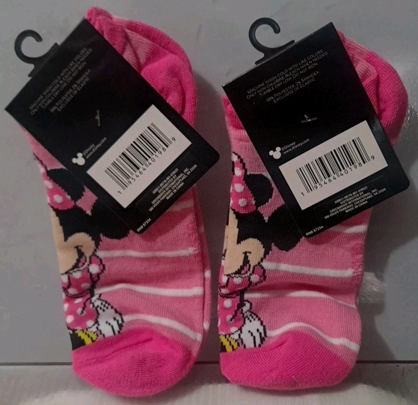 New Disney Minnie Mouse Pink No-Show Ankle Socks Lot Of (2) - Image 3 of 4