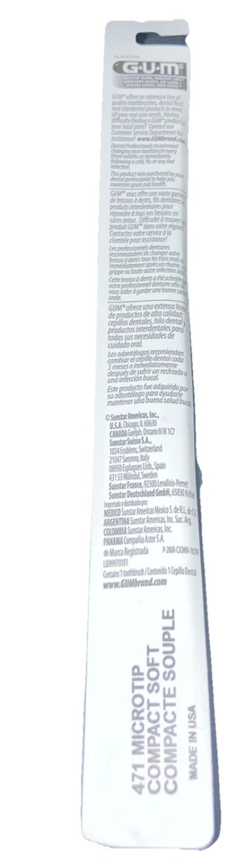 GUM 471 (Discontinued) Microtip Compact Soft Toothbrush Sunstar Red Made In USA - Imagem 2 de 2