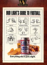 Bud Light Beer Vintage Print Ad - Bud Light's Guide To Football