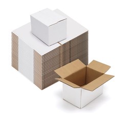 6x4x4 Shipping Boxes 50 Pack, White Cardboard Boxes Kraft Corrugated Mailer B...