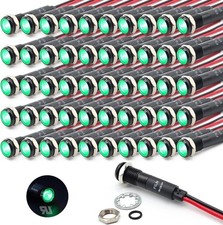50Pcs 8MM Indicator Light 12V 24V Metal Pilot Lamp Green