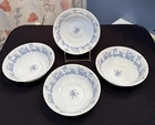 Set 4 Vtg Arcopal France Glenwood Cereal Soup Bowl 6 3/8” Blue Floral Milk Glass