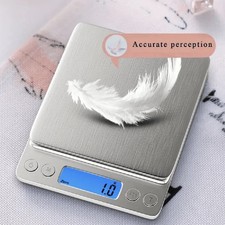 Silver Digital Kitchen Scale LCDElectronic Food Weight High Precision PortableUK